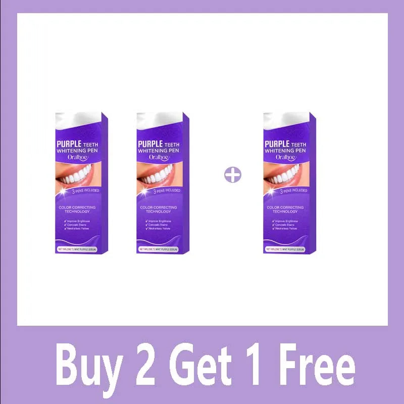 Purple whitening gel pen, instant teeth whitening pigment pen for removing stains and restoring tooth color